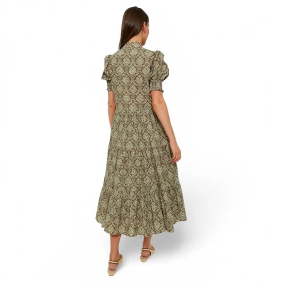 Tuckernuck Hyacinth House Moss Printed Bennett Ruffle Button Front Maxi Dress XS - Picture 4 of 10